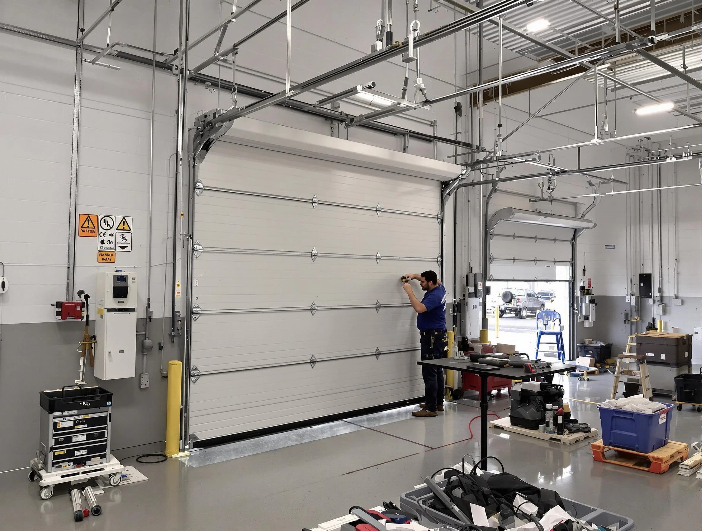 Commercial garage door repair being performed by Ponderosa Park Garage Door Repair expert in Ponderosa Park