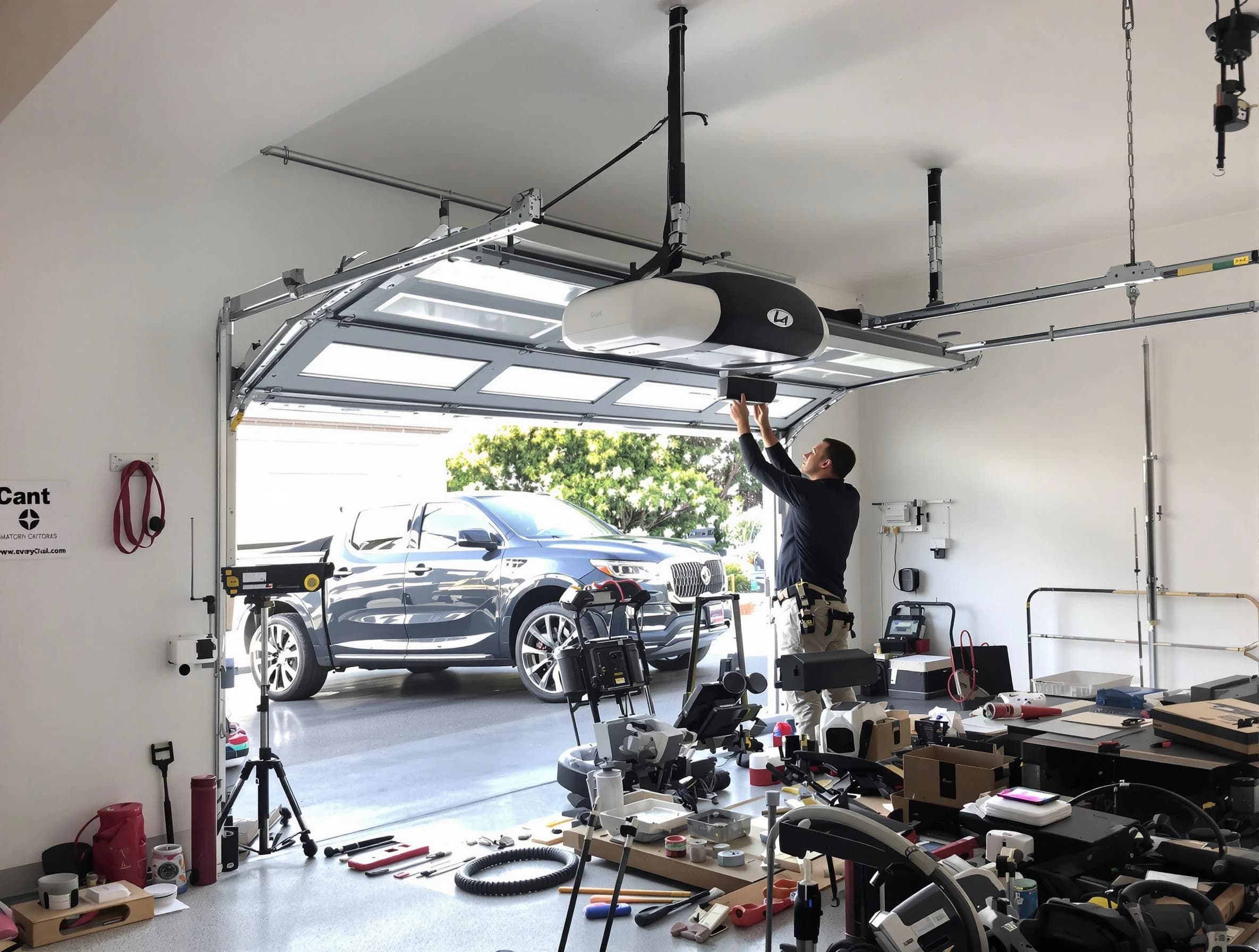 Ponderosa Park Garage Door Repair specialist installing smart garage door opener system in Ponderosa Park home
