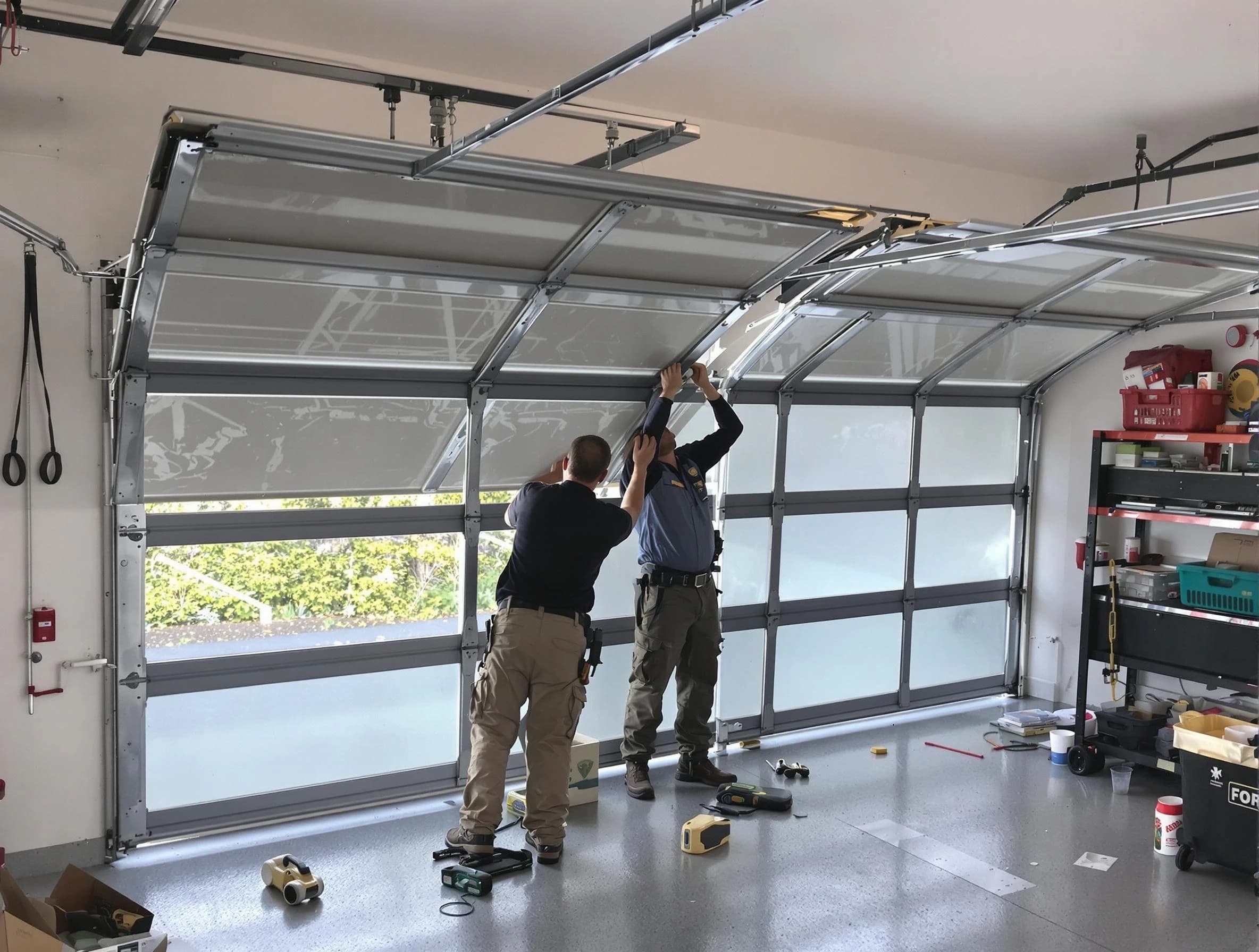 Ponderosa Park Garage Door Repair expert performing precise panel replacement on Ponderosa Park garage door