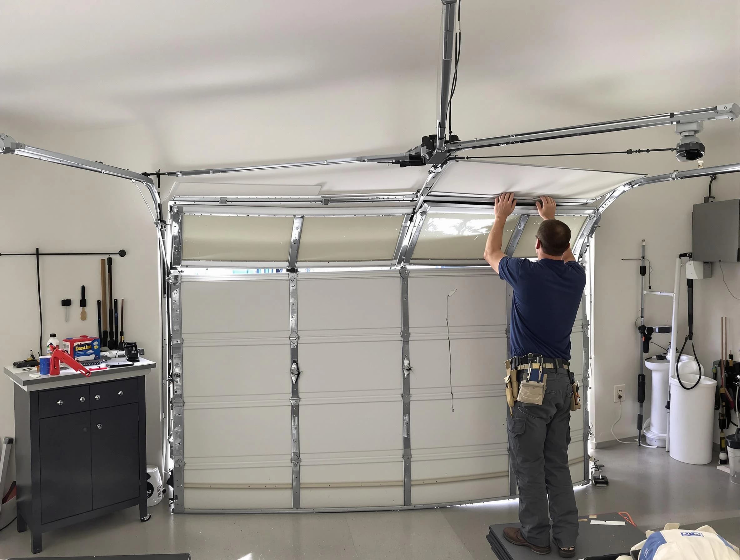 Ponderosa Park Garage Door Repair specialist performing precise section replacement on Ponderosa Park garage door