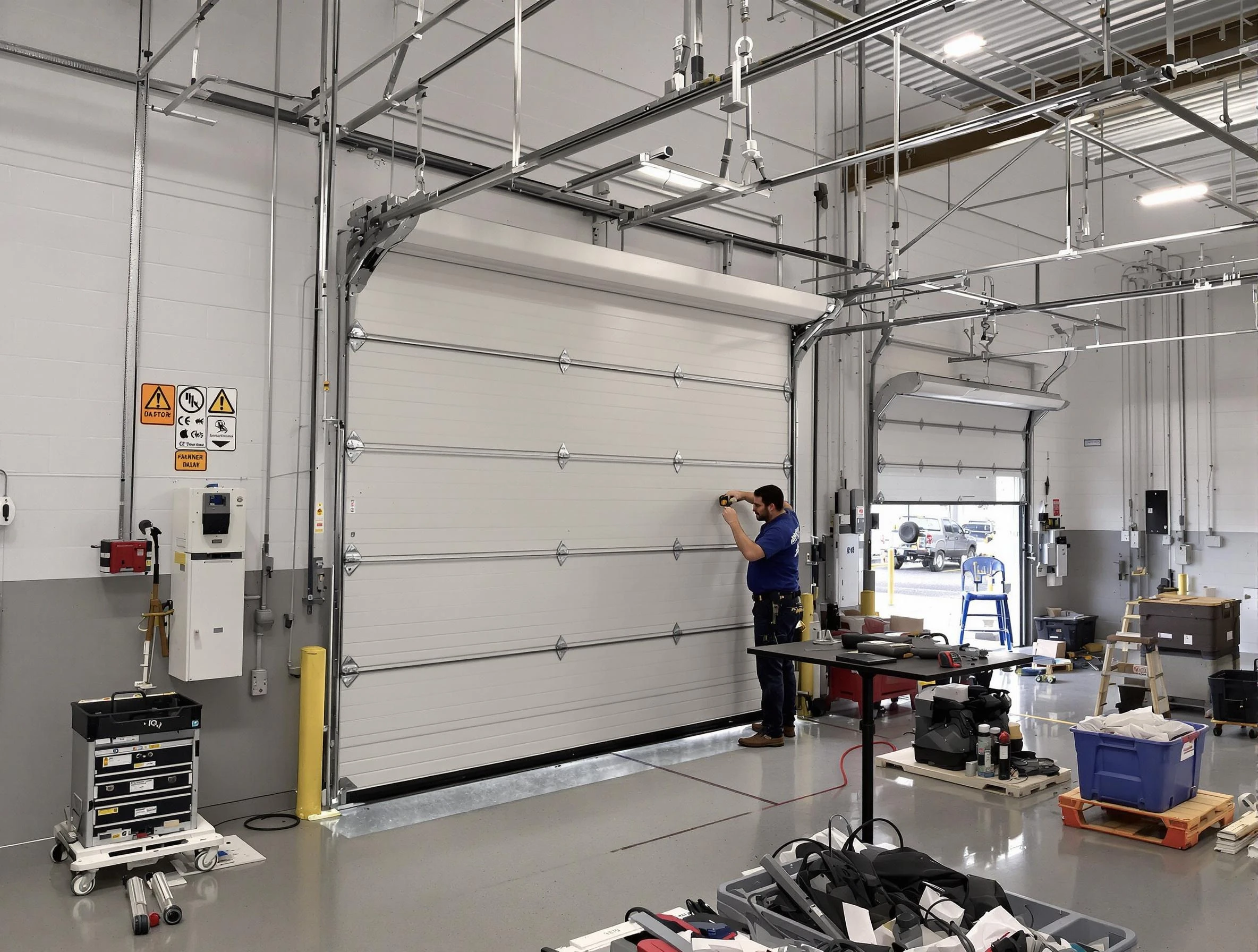 Commercial garage door repair being performed by Ponderosa Park Garage Door Repair expert in Ponderosa Park