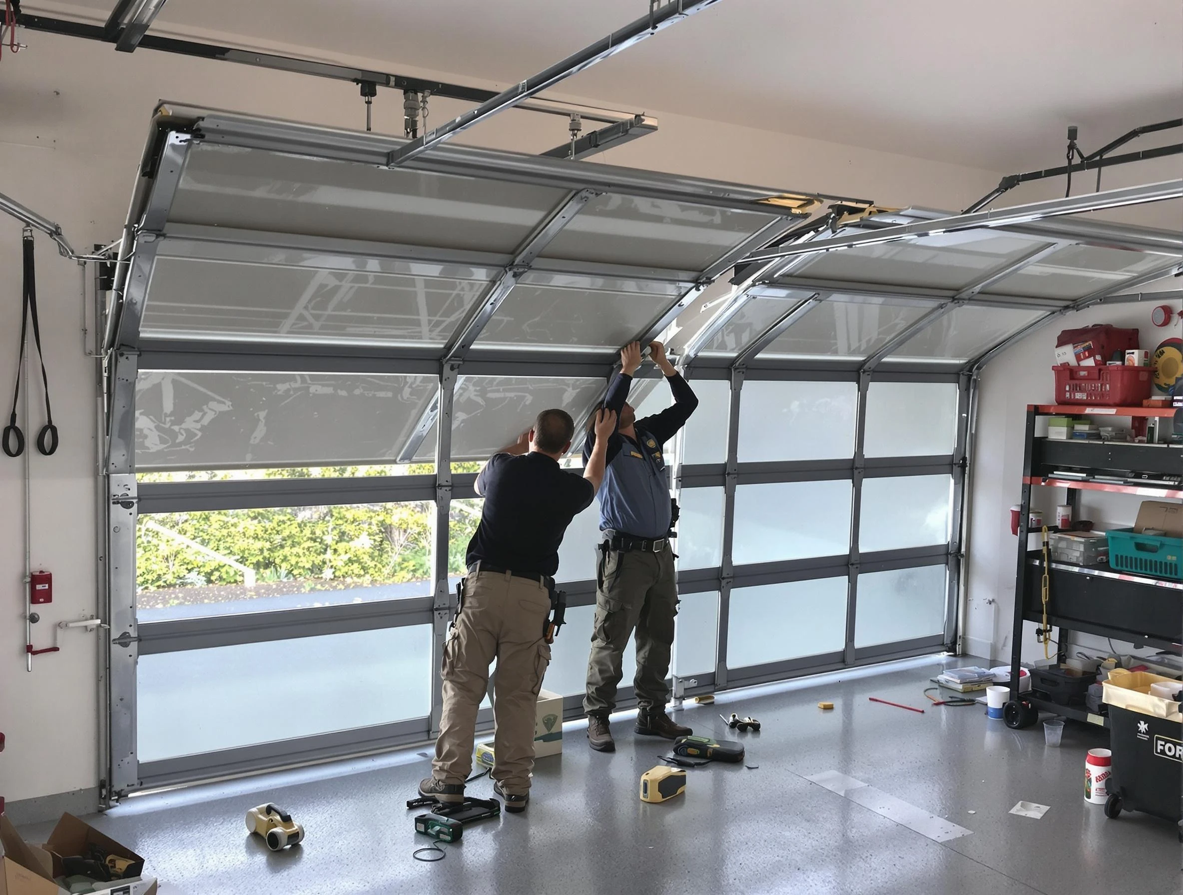 Ponderosa Park Garage Door Repair expert performing precise panel replacement on Ponderosa Park garage door